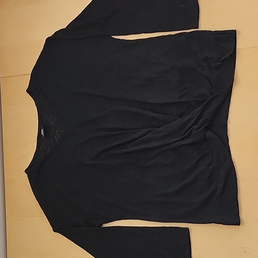Bobeau 2x black 3/4 sleeve v-neck